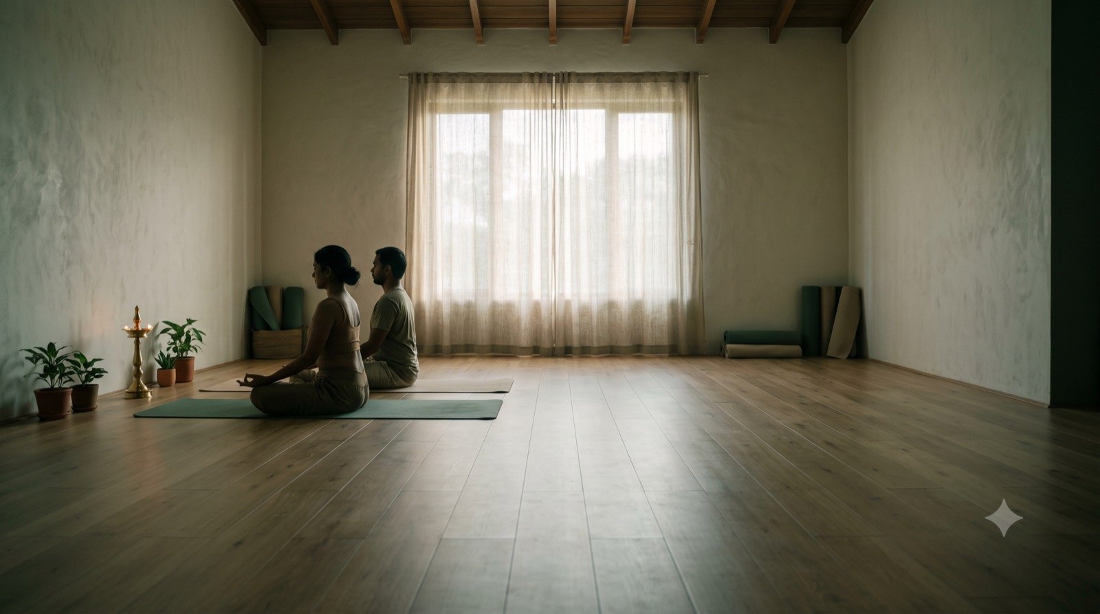 Morning light across the RituYog studio floor