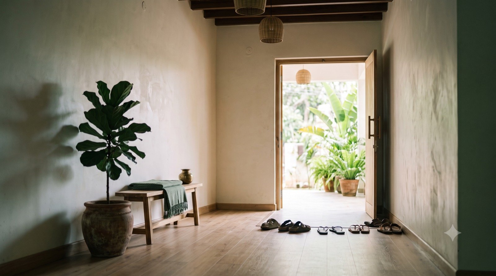 The entrance to the RituYog studio, seen from inside